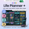 ADHD Life Planner Dark Mode Google Sheets Budget Tracker Excel Daily Planner Weekly Time Blocking Meal Planner Productivity Template Routine
