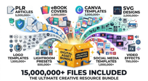 15 Million Digital Products | PLR MRR Bundle | Canva Templates, eBooks, SVGs & More