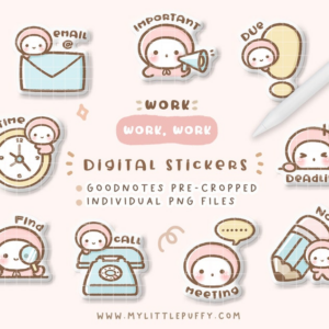 Cute Work Digital Stickers/ Work Digital Planner Stickers/ To Do List Goodnotes Stickers/ Busy Digital Stickers/ Office Digital Stickers PNG